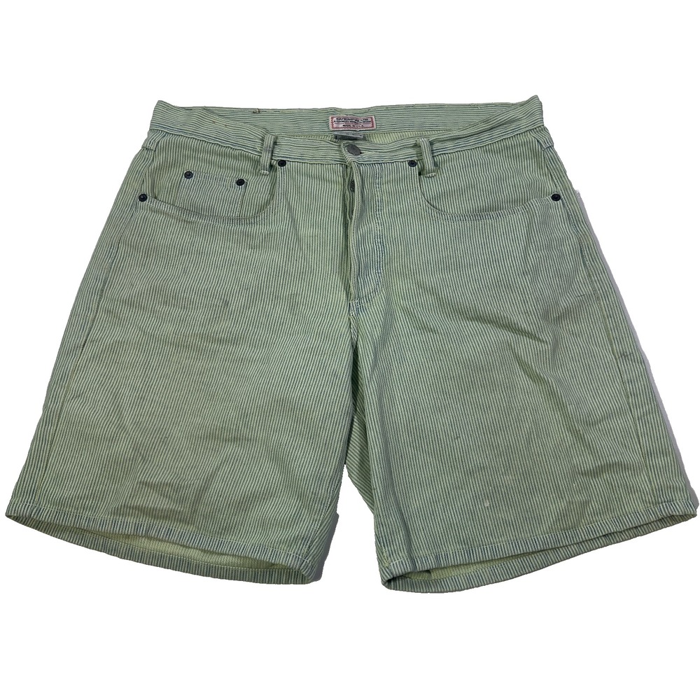 Vintage Guess Shorts Womens 4 Green Pinstripe Chino Work Georges Marciano Beach